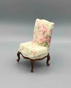 MINIATURE DOLLHOUSE 1:12 SCALE - JBM FLORAL SIDE CHAIR WHITE - JJ21028WNA - Picture 1 of 6