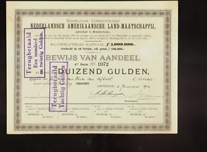 Nederlandsch Amerikaansche Land-Maatschappij 1904 - Netherlands USA Real Estate - Picture 1 of 1