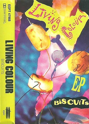 LIVING COLOUR BISCUITS CASSETTE EP 6TRACKS covers of Hendrix, James Brown, Al Gr - Image 1 of 4