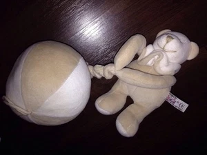 Sunkid Spieluhr Teddybär Hält Ball Luftballon Beige Braun Weiß Creme Halskrause - Bild 1 von 3