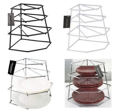 4 Tier Corner Kitchen Plate Rack Holder Stand Cabinet Organiser Dish Storage UK - Image 1 of 3