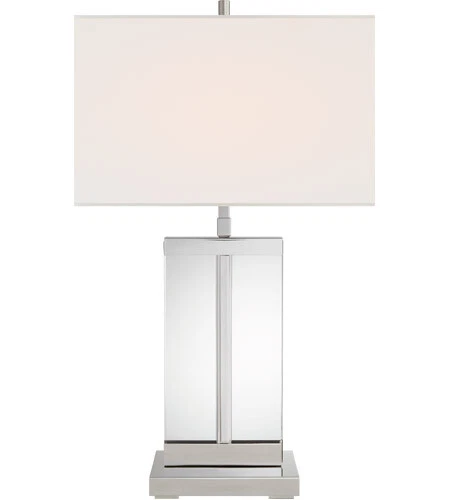 LÁMPARA DE MESA PORTO EN NÍQUEL PULIDO CON PANTALLA DE LINO Foto 1 de 1