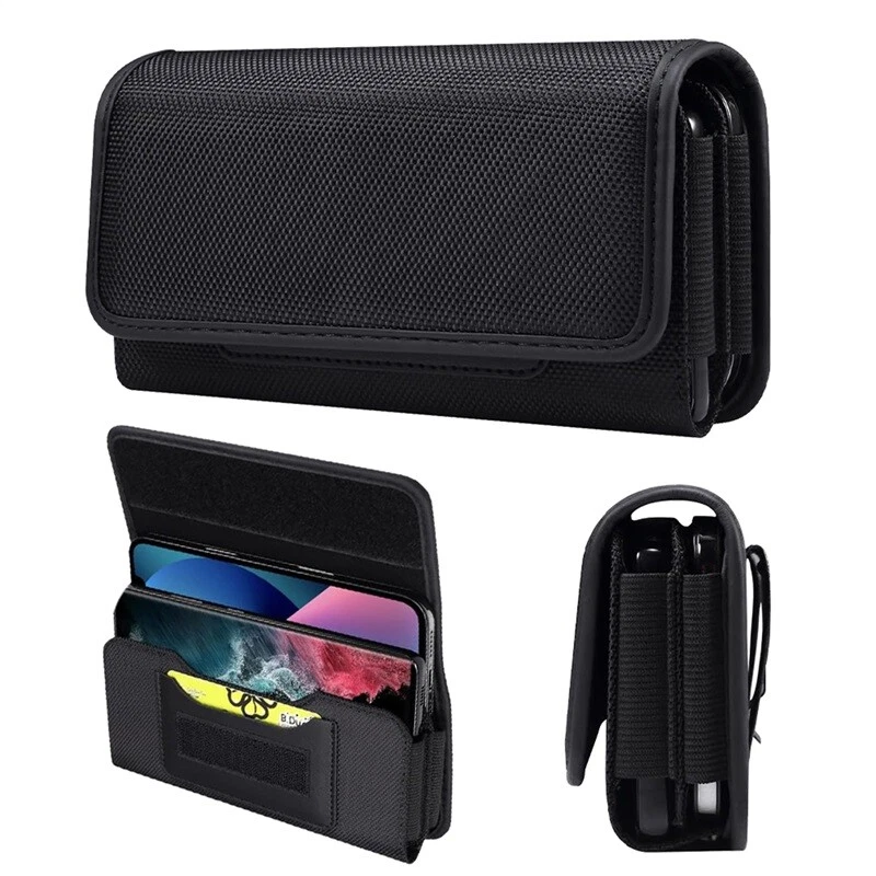 For LG X MACH Horizontal Leather Wallet Belt Clip Holster Phone Case Black Cover - Image 1 of 4