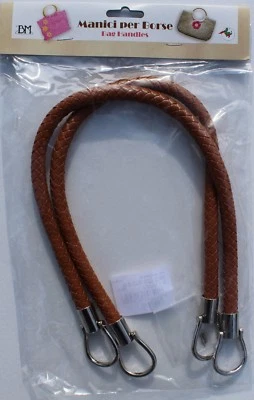 1 Paar hochwertige Taschengriffe, lederoptik, geflochten, nussbraun, 55cm - Bild 1 von 3
