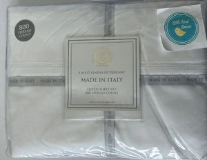 Juego de sábanas 4 piezas Queen Tessitura Toscana Telerie blanco Italia 800 TC algodón percal - Imagen 1 de 8