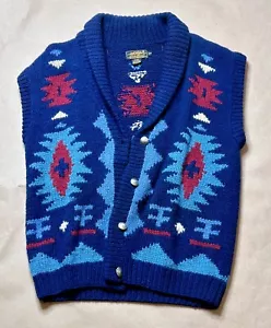 Eddie Bauer VTG Wool Button Front Sweater Vest Heart Fair Isle 1990 Sz. M - Picture 1 of 7