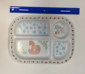 Melamine Child’s Divided Plate Rocking Horse & Cat Vintage (11"x8") - Picture 1 of 7