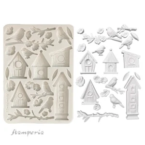 Stamperia - A5 (14.8cmx21cm) SILICON MOULD - DEWDROPS - NESTS & BIRDS - Picture 1 of 3