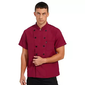 Unisex Chef Coat Jackets Short Sleeve Kitchen Restaurant Hotel Work Uniforms - Picture 1 of 38