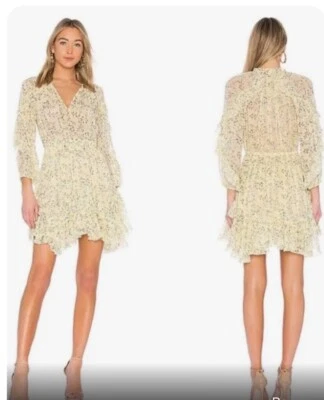 NWOT Ulla Johnson Alissa Silk Ruffle Dress in Cerise Yellow Floral (Size 2) - Image 1 of 4