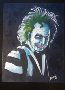 Beetlejuice....11"x 14" canvas......original acrylic paint illustration - Picture 1 of 6