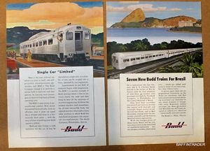 2 x Budd Co. Railroad cars RDC-1, Brazil Central 1950 Magazine Print Ads 7 x 10 - Picture 1 of 1