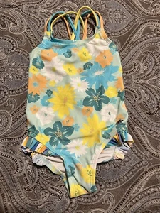 MATILDA JANE SWIM SUIT TANK 4 YELLOW AQUA PEACH FLORAL LETS GO TOGETHER DIVE IN - Picture 1 of 3