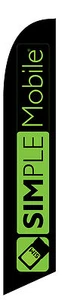 NUEVO PERSONALIZADO Simple Mobile Pluma Banner swooper BANDERA - SIMPLEMOBILE NUEVO LOGOTIPO - Imagen 1 de 5