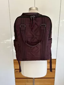 Fossil Houston Nylon Leather Backpack Eggplant Preloved - Picture 1 of 8