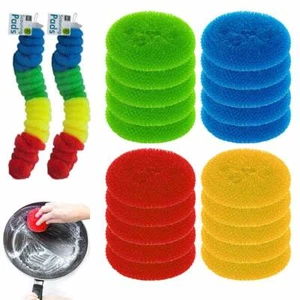 40 Pc Round Sponge Scouring Pads Kitchen Dishes Cleaner Wash Scrub Scour Cleanin - Picture 1 of 1