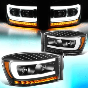 FOR 2006-2009 DODGE RAM LED DRL+SEQUENTIAL SIGNAL PROJECTOR HEADLIGHT LAMPS - Picture 1 of 11