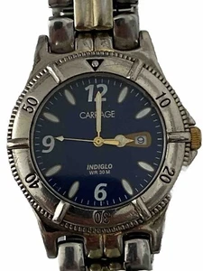Carriage By Timex Indiglo WR30M Blue Dial Quartz Analog Mens Watch  - Picture 1 of 9