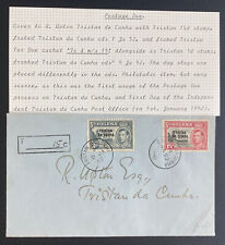 1952 Tristan Da Cunha Postage Due Cover Locally Used Provisional Stamps