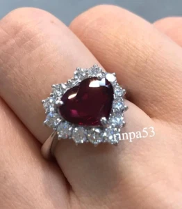 Women's Burmese Syn Red Ruby Engagement Wear Gift Ring Jewelry Real In 925 SS - Picture 1 of 5