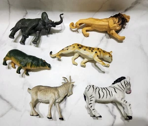 (6) African Safari Animals 1998 PVC Toy Lion, Elephant, Hippo, Zebra, Cheetah... - Picture 1 of 10