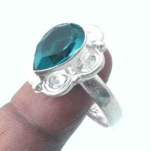 Blue Quartz Antique Style Handmade Gemstone Ring Jewelry US Size "10.5" M12176 - Picture 1 of 5