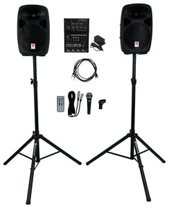 Rockville RPG102K 10" Speakers DJ PA System w/Bluetooth+Mic+Stands+Mackie Mixer - Picture 1 of 12