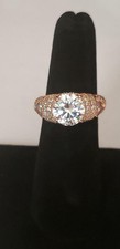 925 Sterling Silver Gold Plated w/ Round cut clear Cubic Zirconia stone