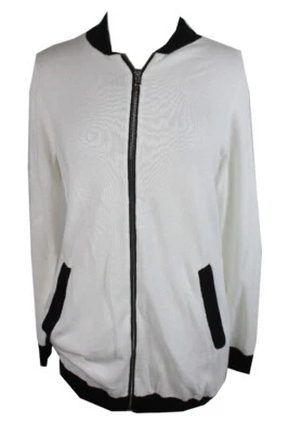 Chaqueta Suéter Bomber Larga Blanca Negra Colección Ny S Foto 1 de 3