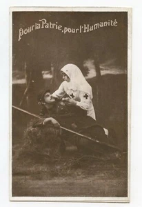 WW1 . Patriotisch. Krankenschwester kümmert sich um einen Verletzten. Rotes Kreuz. - Bild 1 von 2