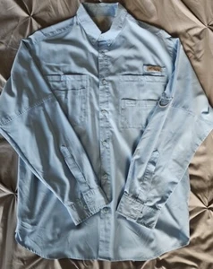 Columbia Shirt Mens XL Baby Blue PFG Vented Fishing Button Up Long Sleeve Men - Picture 1 of 6