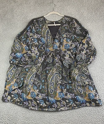 Vestido túnica Free People artístico bohemio crochet floral cachemir bolsillos talla S Foto 1 de 4