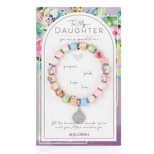 JILZARAH Handmade Clay Beads Charm PEOPLE WE LOVE DAUGHTER Multi Color Bracelet - Picture 1 of 9