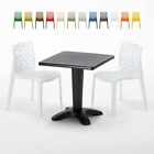 Schwarz Quadratisch Tisch und 2 Stühle Farbiges Polypropylen-Innenmastenset Gran