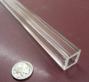 Acrylic Square Tube Clear Extruded 3/4" SQ x .125" Wall x 72" Length - Picture 1 of 10