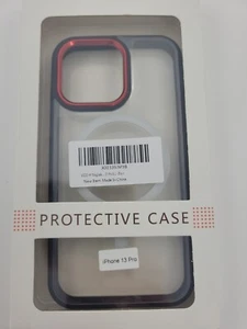Clear Magnetic iPhone 13 Pro 6.1" Case Compatible with MagSafe Black/Red - Picture 1 of 7