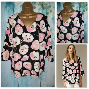 NEW LADIES WALLIS TOP SIZE 12, Stunning Pink Floral Flute Sleeve Blouse - Picture 1 of 7