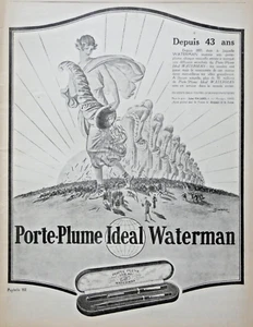 PUBLICITÉ DE PRESSE 1926 WATERMAN PORTE-PLUME IDEAL DEPUIS 43 ANS - Foto 1 di 1