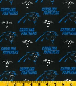 NFL CAROLINA PANTHERS FOOTBALL - LOGO 100% Cotton Fabric 1/4 yd, 9" x 58" - Picture 1 of 1