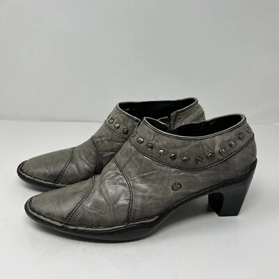 Женские ботильоны Josef Seibel на каблуках 38 7 лодыжки серые кожаные с заклепками - Изображение 1 из 4
