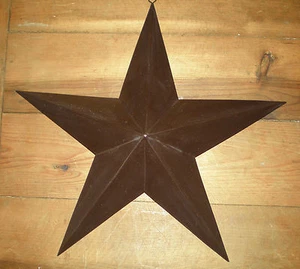 Rustic Gloss BROWN Tin STAR Plaque wall decor - 11.5 inch - Picture 1 of 2