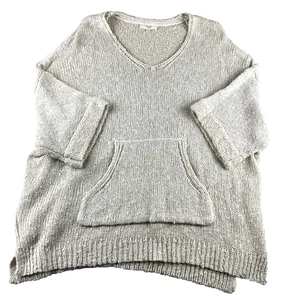 Easel  Knit Oversized Cream Sweater Kangaroo Pocket Sz XL/1X  Comfort 3/4 Sleeve - Picture 1 of 10