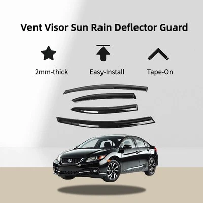 Acrylic Safe Smoke Window Visor Deflector Guar Fits Honda Civic 2006-2011  — 第 1/4 张图片