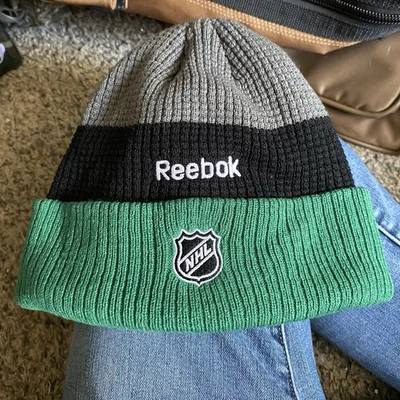 Reebok NHL center Ice Collection Dallas Stars Beanie in Gray, Black & Green - Image 1 of 4