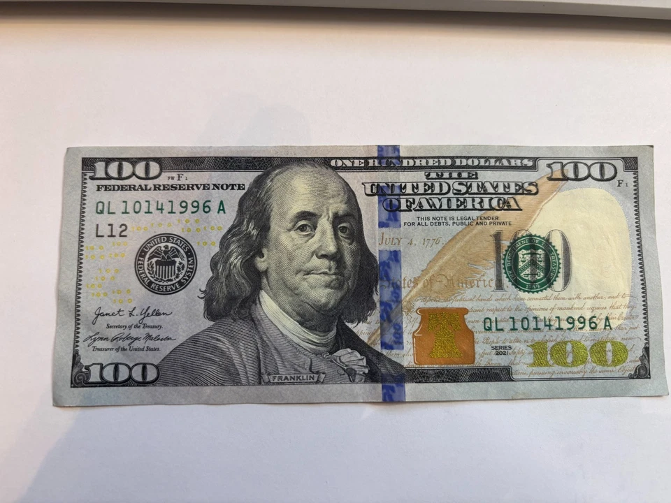2021 $100 Dollar Bill Birthday Note {October 14th, 1996} -  QL 10141996A  Rare!! - Image 1 of 1