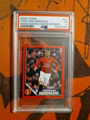 克里斯蒂亚诺·罗纳尔多 2008 帕尼尼曼切斯特联合贴纸 #61 PSA 5 — 第 1/2 张图片