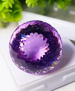 80Ct Purple Amethyst Shape Round Cut Jewelry Glowing Faceted Gemstone 25x25x19mm - Picture 1 of 9
