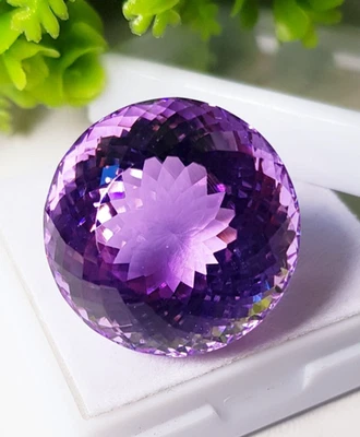 80Ct Purple Amethyst Shape Round Cut Jewelry Glowing Faceted Gemstone 25x25x19mm - Image 1 of 4