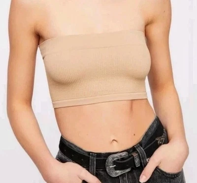 Free People Intimately Seamless Not So Basic Ribbed Bandeau Bralette - Tan Nude - Image 1 of 3
