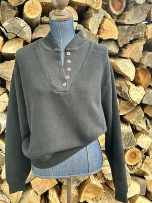 Suéter Henley Shaker Vintage Lands’ End 5 Botones Cuello Simulado 100% Algodón Talla L Foto 1 de 4